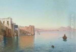 Rowing On The Bay Of Naples by Cesare Uva
