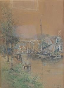 Vue De Canal En Hollande by Victor Uytterschaut