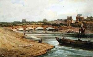 Pont de la Concorde and the Palais des Tuileries from the Cours la Reine by Francois Louis Thomas Francia