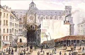 View of St Eustache seen from the Rue Montmartre by Francois Louis Thomas Francia