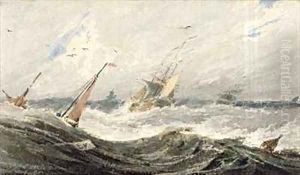 Boats on a Stormy Sea by Francois Louis Thomas Francia