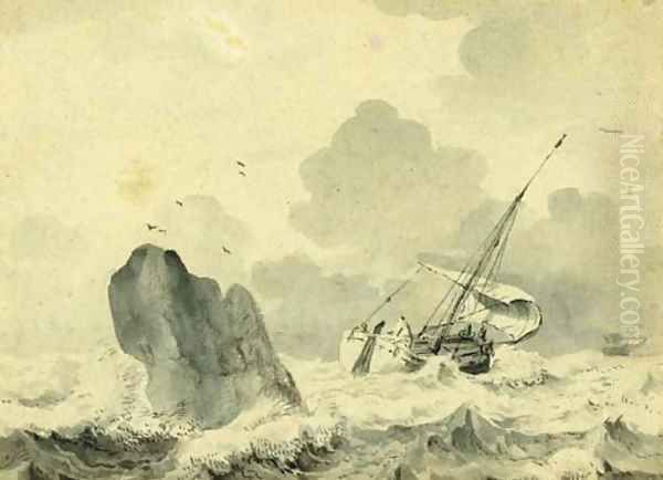 A sailing vessel in choppy seas - view 1