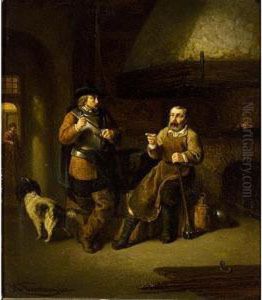 At The Blacksmith's by Johannes Christoffel Vaarberg