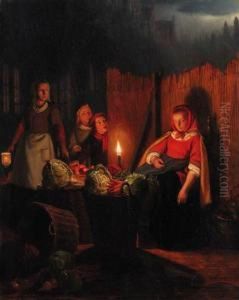 The Evening Market by Johannes Christoffel Vaarberg