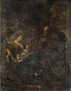 Sacra Famiglia Con Sant'anna by Andrea Vaccaro