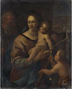 Sacra Famiglia Con San Giovannino by Andrea Vaccaro