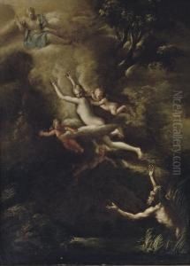Glaucus Fleeing From Skylla, The Goddess Diana Looking Down From Above by Nicola Vaccaro