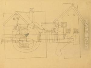 Houses With Still Life And Houses by Lajos Vajda