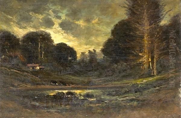Cattle Watering At Sunset - view 1