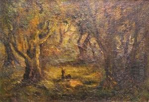 Two Figures Among The Oaks