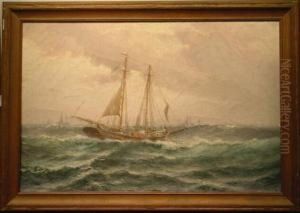 Schooner by Theodor Victor Carl Valenkamph