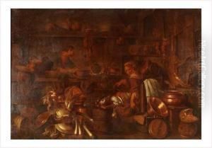 Scene D'interieur De Cuisine Avec Des Pieces De Cuivre by Gian Domenico Valentino
