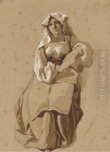 Une Italienne Assise, Les Mains Croisees Une Italienne Assise, Les Mains Croisees
