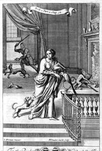 An Interior with a Woman and Animals by G Freman