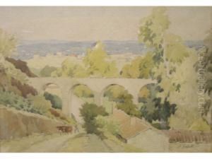 Railway Viaduct With Trees And Cattle Beneath, Watercolour, 26 X 36 Cm 300-500 Railway Viaduct With Trees And Cattle Beneath, Watercolour, 26 X 36 Cm 300-500