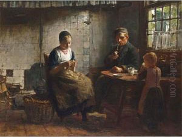 A Peasant Family In A Kitchen Interior - view 1