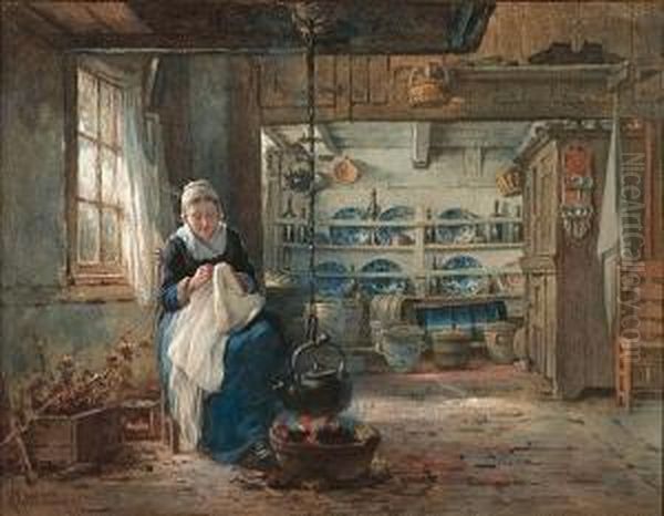 Young Girl Sewing - view 1