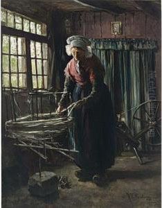De Spinster by Hendrik Valkenburg