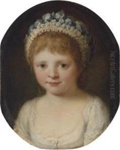 Portrait Of A Lady As Venus, 
Holding Forget-me-nots And A Dove, Half-length, In A White Dress With A 
Pink Scarf, In A Sculpted Cartouche Surrounded By The Attributes Of Love