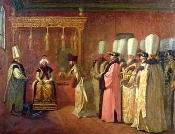 Audience of Charles Gravier 1717-87 Comte de Vergennes with the Sultan Osman III 1699-1757 in Constantinople - view 1