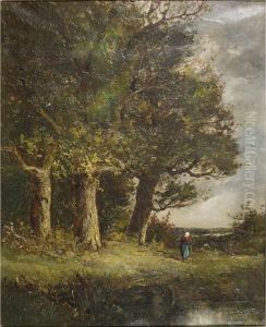 Paysage Pres De La Mare by Etienne Maxime Vallee