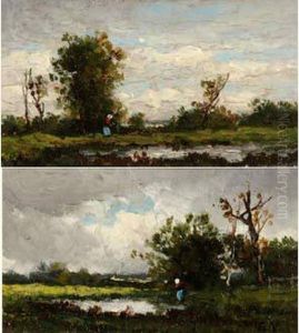 Personnage Dans Un Paysage by Etienne Maxime Vallee