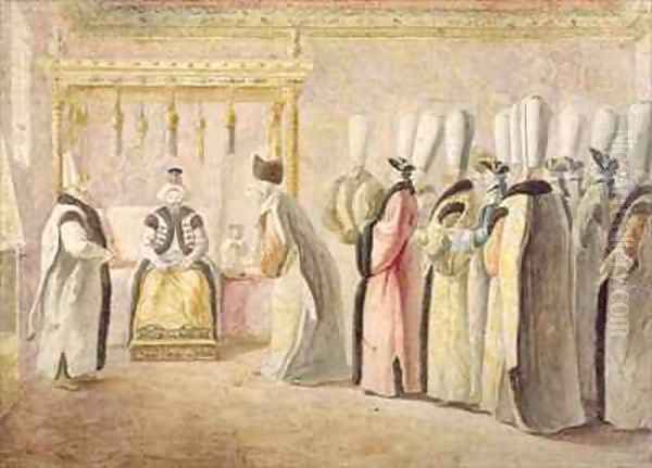 Farewell Audience of French Ambassador Charles Gravier 1717-87 Comte de Vergennes with the Sultan Mustafa III 1717-74 in Constantinople - view 1