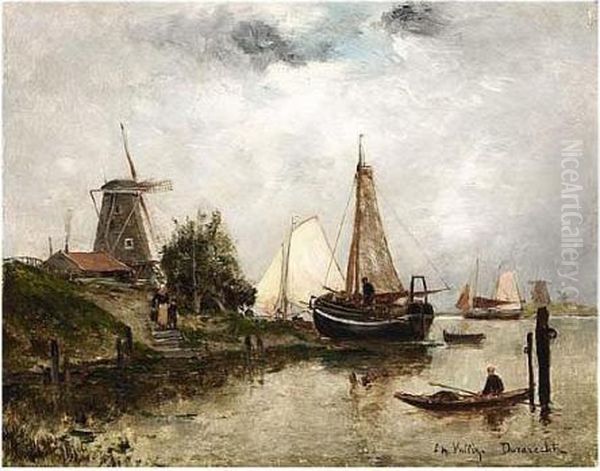 Boats On A River Near Dordrecht - view 1