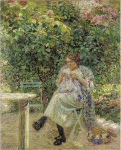 Femme A Sa Couture Assise Dans Un Jardin Femme A Sa Couture Assise Dans Un Jardin