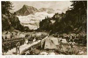 On the way to Monte Nero The Italians by great daring placed guns in position on the mountain by Amedee Forestier