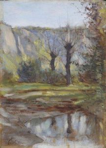 Arbres Et Falaise by Edouard Vallet