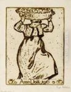 Vallet, ,jeune Femme Portant Une Corbeille De Fruits by Edouard Vallet