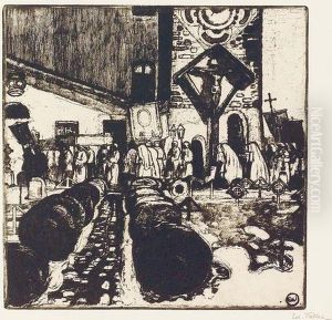 "procession Dans Un Cimetiere". by Edouard Vallet