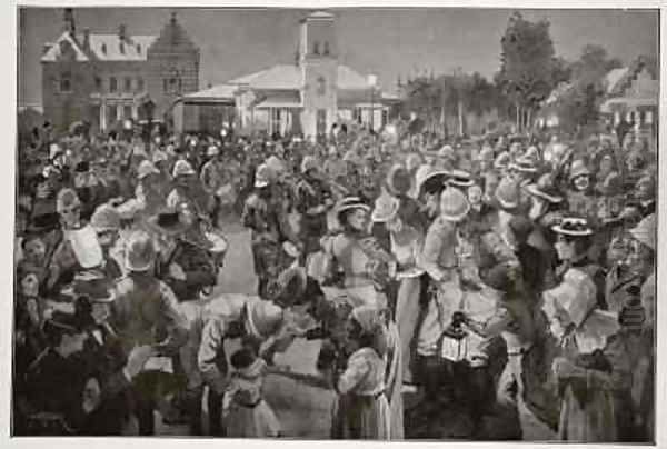 The British Occupation of Bloemfontein An evening concert in market square by the pipes of the Highland Brigade - view 1