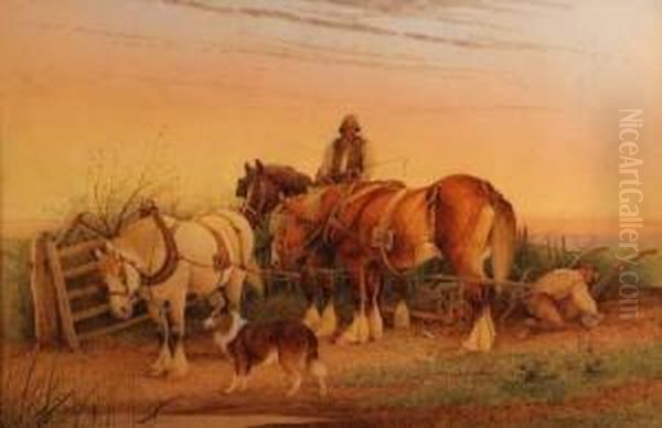 Farm Workers And Heavy Horses - view 1