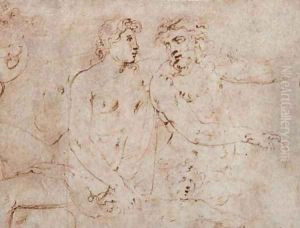 Un couple nu avec un enfant by Battista Franco