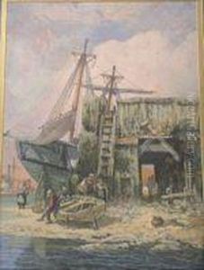 Beached Boatswith Fisherman Beached Boatswith Fisherman