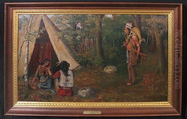 An Indian Camp In A Forest Setting - view 1