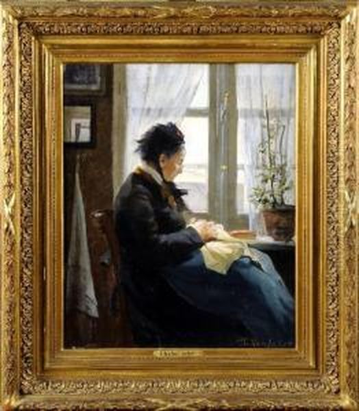 [vieille Femme Cousant Devant La Fenetre] - view 1