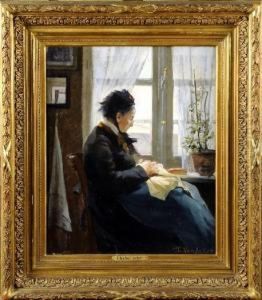 [vieille Femme Cousant Devant La Fenetre]