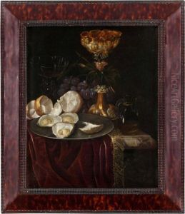Stilleben Med Nautiluspokal, Ostron Och Druvor. by Willem Van Aelst