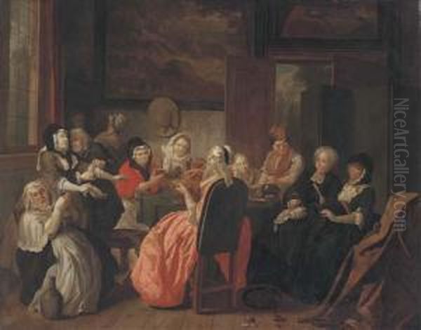 A Merry Company Drinking And Smoking In An Interior - view 1