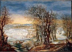 A Winter Landscape In The Foret De Soignes, With The Flight Into Egypt by Denys Van Alsloot