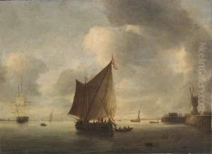 Dutch Shipping Becalmed In An Estuary by Hendrik van Anthonissen