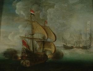 Dutch Warships In Battle by Aert Anthonisz