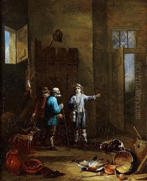 An Interior With Huntsmen And Their Dogs - view 1