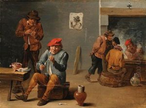 Peasants Smoking And Drinking In A Tavern Interior