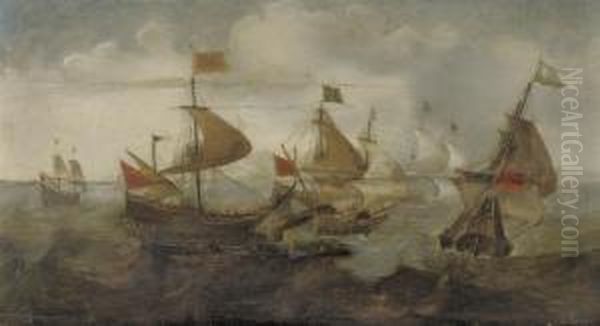 A Naval Battle Between Turks And Christians by Andries Van Eertvelt