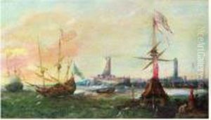 L'arrivee Des Voiliers Au Port by Andries Van Eertvelt
