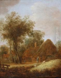 Landscape With Afarmhouse And A Shepherd And His Sheep by Pieter Jansz. van Asch
